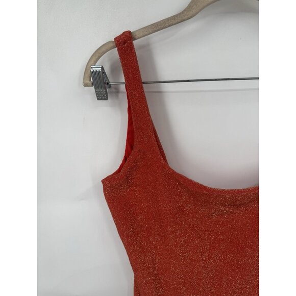 Aerie Sparkle Babewatch One Piece Cheekiest Swimsuit Women L Orange Real Good - Picture 6 of 6